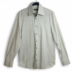 COOGI Men's Green & Gray Striped Button Down Shirt